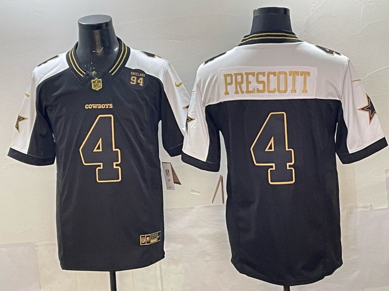 Men 2026 Dallas Cowboys #4 Prescott Black Gold 6th generations Nike Limited NFL Jersey style 03->dallas cowboys->NFL Jersey
